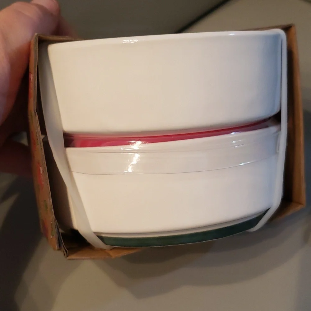 Rae Dunn Peanuts stackable Naughty / Nice Snoopy bowls set of 2 NWT